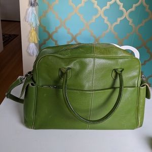 Latico green pebbled leather weekend bag